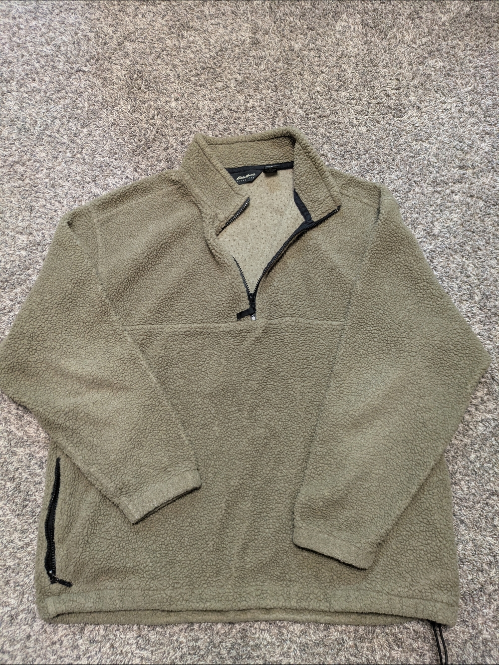 Eddie Bauer Olive Green Sherpa Half-Zip Pullover
